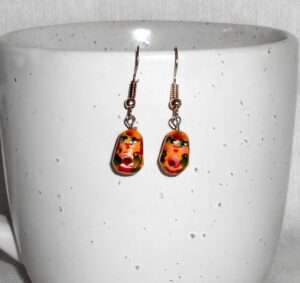 Earrings yellow and red nesting Doll Babooshki s
