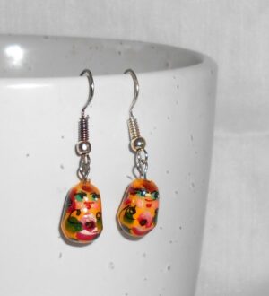 Earrings yellow and red nesting Doll Babooshki s