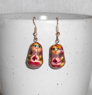 Earrings pinkish and flowers nesting Doll Babooshki s