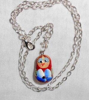 Necklace red blue flowers Babooshki s