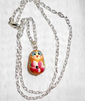 Necklace gold red flowers Babooshki s