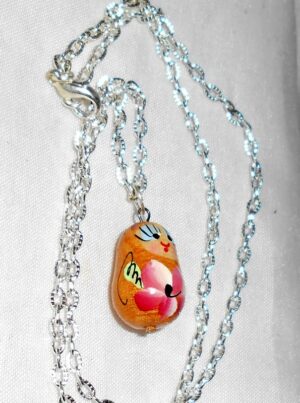 Necklace gold red flowers Babooshki s