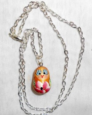Necklace gold red flowers Babooshki s