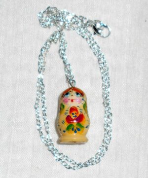 Necklace yellow red flowers Babooshki s