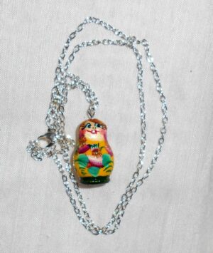 Babushka Necklace yellow wild flowers Matryoshka Babooshki Babushkas