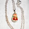 Necklace white with red flowers Babooshki s
