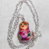 Necklace red with magenta flowers Babooshki s