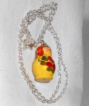 Necklace yellow red flowers II Babooshki s