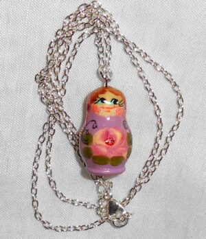 Babushka Necklace orchid with roses Matryoshka Babooshki Babushkas