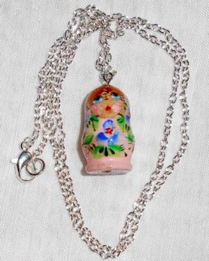 Necklace light pink wild flowers Babooshki s