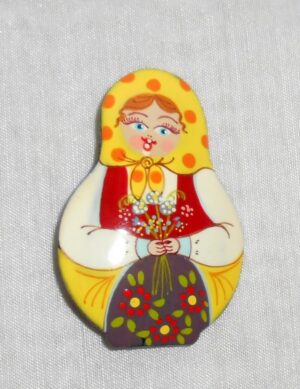 Katya with blue flowers Brooch - 3
