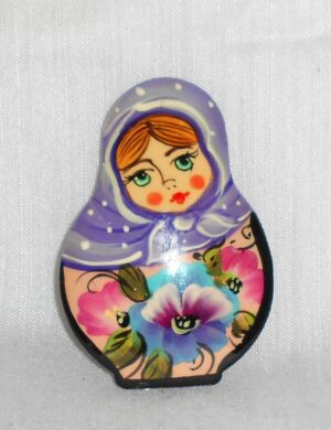 Nadya in purple scarf Brooch Big Face - 3
