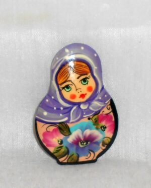 Nadya in purple scarf Brooch Big Face