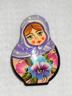 Nadya in purple scarf Brooch Big Face - 5