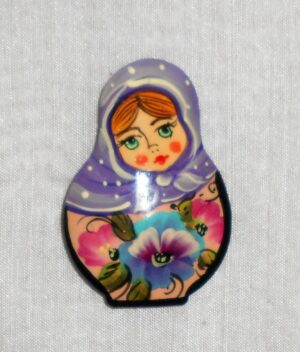 Nadya in purple scarf Brooch Big Face - 2