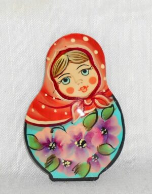Nadya in red scarf Brooch Big Face