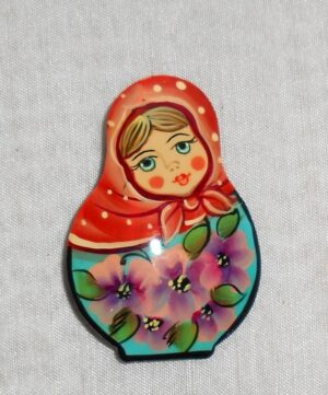 Nadya in red scarf Brooch Big Face - 3