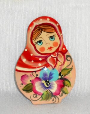 Nadya in Bisque floral dress Brooch Big Face