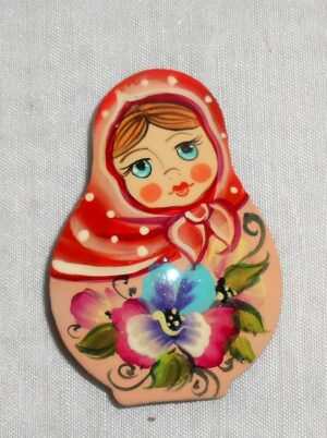 Nadya in Bisque floral dress Brooch Big Face - 3