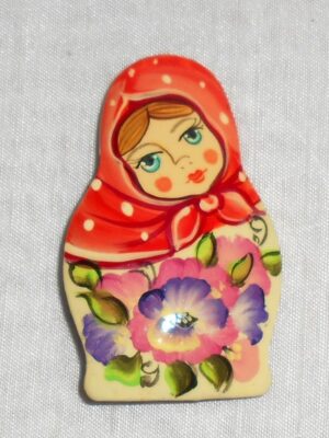 Nadya in sandy floral dress Brooch Big Face