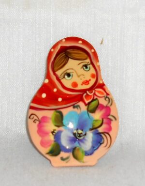 Nadya in sandy floral dress Brooch II Big Face - 3