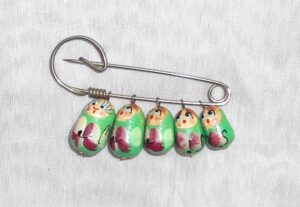 Babushka pin light green Matryoshka Babooshki Babushkas