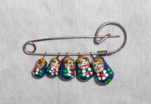 Babushka pin blue white flowersMatryoshka Babooshki Babushkas