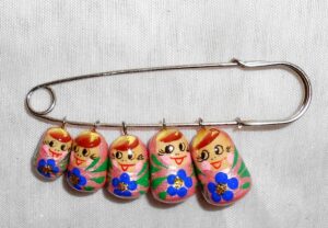 pin pink with blue flowers Babooshki s