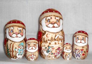Father Frost Giant with snowmen village scenes 10-set nesting Doll Babooshki s