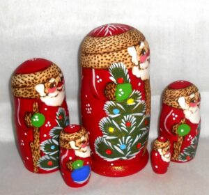 Santa with walking stick 5-set nesting Doll Babooshki s