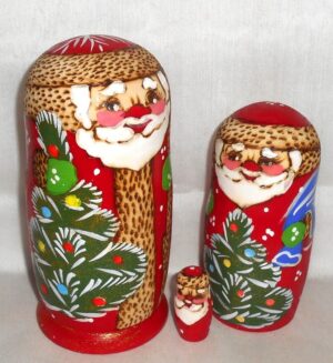 Santa with walking stick 5-set nesting Doll Babooshki s