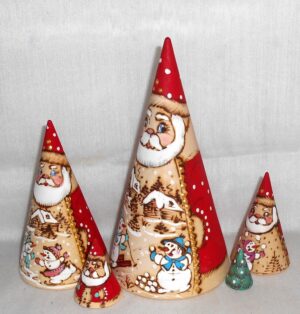 Santa conical with snowmen 5-set nesting Doll Babooshki s