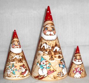 Santa conical with snowmen 5-set nesting Doll Babooshki s