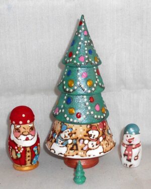 Xmas Tree 4-set woody nesting Doll Babooshki s