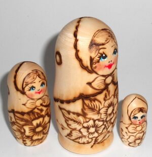 DIY 3-set with flowers 9 cm nesting Doll Babooshki s raw plain unpainted Unfinished Montessori blank