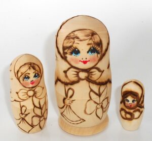 DIY 3-set with handkerchief 9 cm Babushka Matryoshka nesting Doll Babooshki Babushkas raw plain unpainted Unfinished Montessori blank