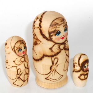 DIY 3-set with handkerchief 9 cm nesting Doll Babooshki s raw plain unpainted Unfinished Montessori blank