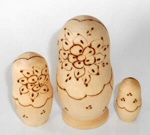 DIY 3-set with plait 10 cm nesting Doll Babooshki s raw plain unpainted Unfinished Montessori blank