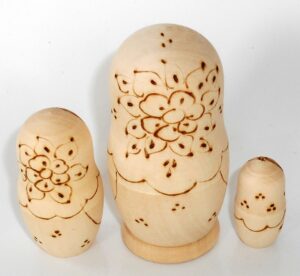 DIY 3-set with flowers 10 cm nesting Doll Babooshki s raw plain unpainted Unfinished Montessori blank