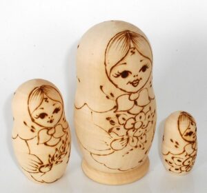 DIY 3-set with flowers 10 cm nesting Doll Babooshki s raw plain unpainted Unfinished Montessori blank