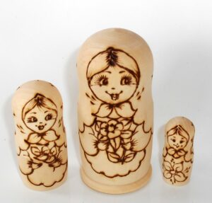 DIY 3-set with flowers 11.5 cm Babushka Matryoshka nesting Doll Babooshki Babushkas raw plain unpainted Unfinished Montessori blank