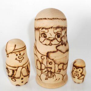 DIY 3-set Santa 12 cm Babushka Matryoshka nesting Doll Babooshki Babushkas raw plain unpainted Unfinished Montessori blank