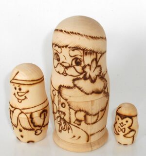 DIY 3-set Santa 12 cm nesting Doll Babooshki s raw plain unpainted Unfinished Montessori blank