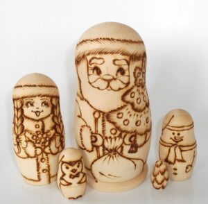 DIY 5-set Santa 15 cm Babushka Matryoshka nesting Doll Babooshki Babushkas raw plain unpainted Unfinished Montessori blank