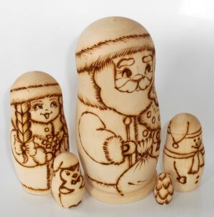 DIY 5-set Santa 15 cm nesting Doll Babooshki s raw plain unpainted Unfinished Montessori blank
