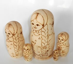 DIY 5-set with plait 15 cm nesting Doll Babooshki s raw plain unpainted Unfinished Montessori blank