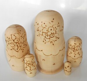 DIY 5-set with plait 15 cm nesting Doll Babooshki s raw plain unpainted Unfinished Montessori blank