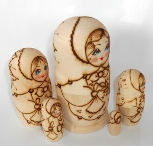DIY 5-set with handkerchief 16 cm nesting Doll Babooshki s raw plain unpainted Unfinished Montessori blank