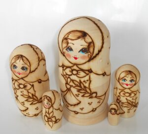 DIY 5-set with handkerchief 16 cm nesting Doll Babooshki s raw plain unpainted Unfinished Montessori blank