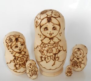 DIY 5-set with flowers 16 cm Babushka Matryoshka nesting Doll Babooshki Babushkas raw plain unpainted Unfinished Montessori blank